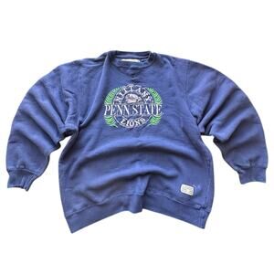 Vintage 90's Logo 7 Penn State Embroidered Navy Crewneck Size Medium